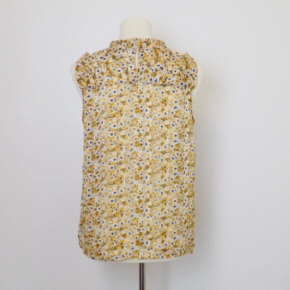 cottagecore boho smocked flowy country floral top sheer metallic - Picture 7 of 9